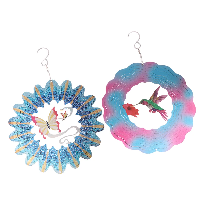1pc 18cm 3D farebný veterný otáčajúci sa mandala závesný veterný spinner 7 palcov rotujúci veterný zvonkohry záhradný kovový veterný zvon