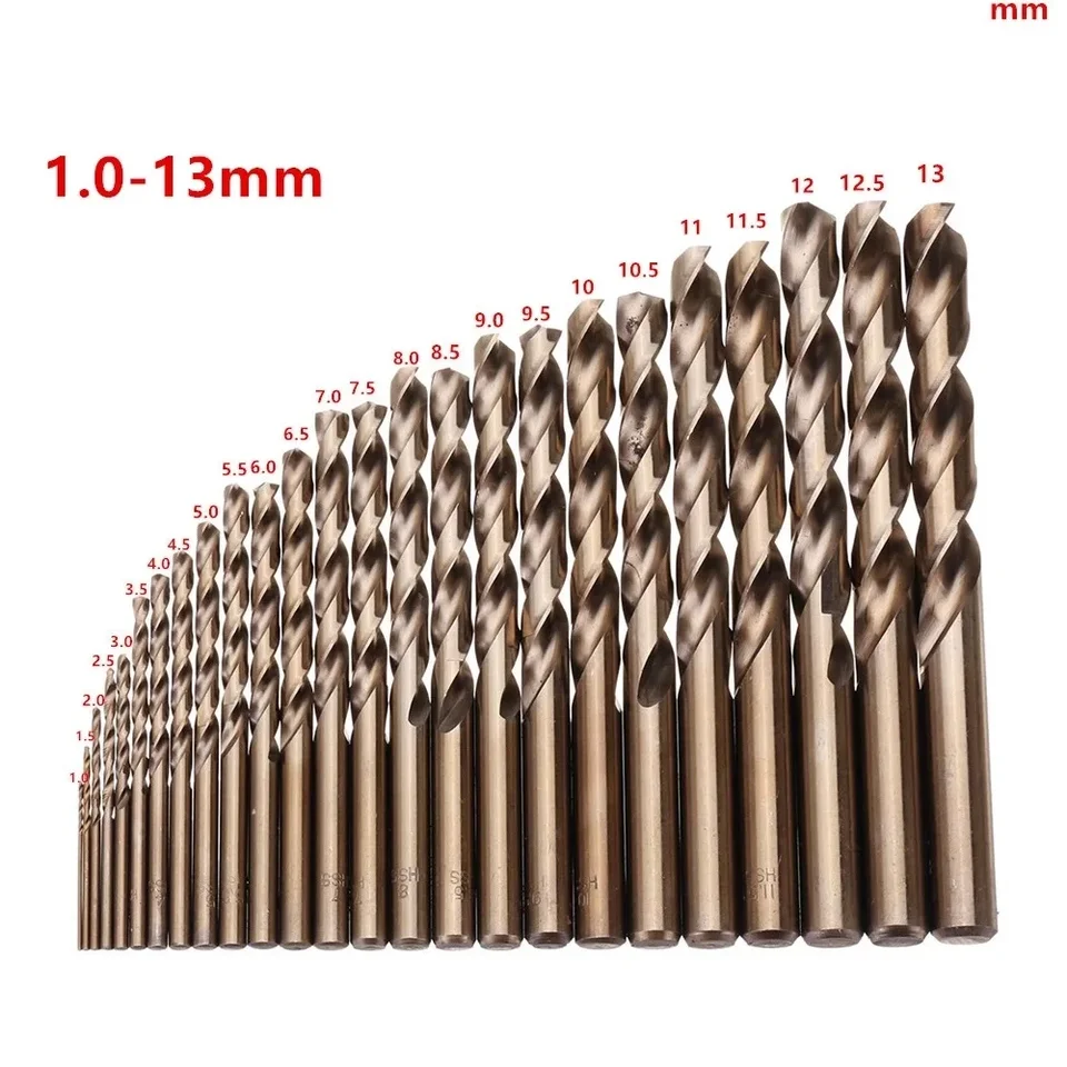 1pc 1mm-13 mm HSS-CO M35 Cobalt Bit Bit Straight Driem pre z nehrdzavejúcej ocele Vŕtanie kovových dierových listových nástrojov Prístup