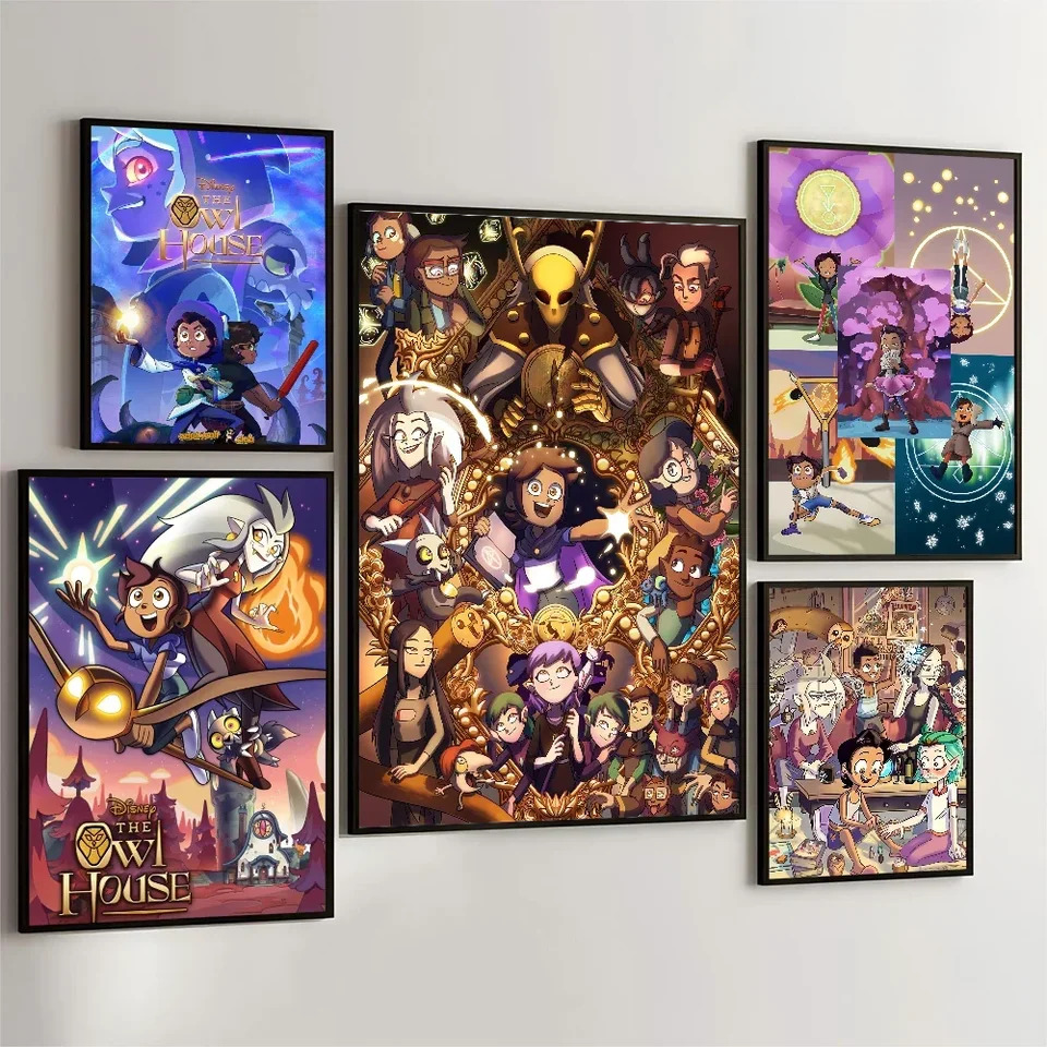 1pc 1pc O-owl Cartoon House plagát Movie lepivé plagáty retro kraft papierová nálepka