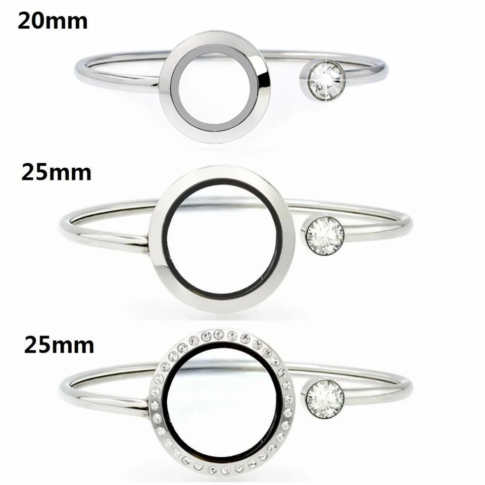 1pc 20 mm 25 mm sklenený náramok z nehrdzavejúcej ocele Living Pamäť plávajúce náramok