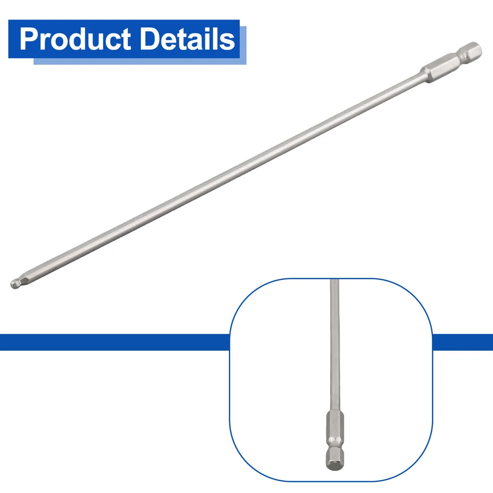 1pc 200 mm lenth H3 H4 H5 H6 zliatina oceľ hex hex Magnetická hlava Elektrický skrutkovač bity ručné náradie guľôčkový koncový skrutkovač bit