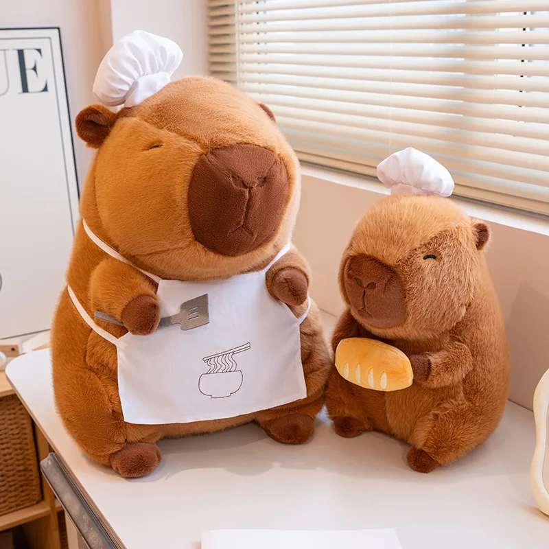 1pc 2835/50 cm kawaii Capybara plyšová bábika Krásna capybara na sebe klobúk šéfkuchár, plnené mäkké zvieracie vankúše kreatívne darčekové hračky