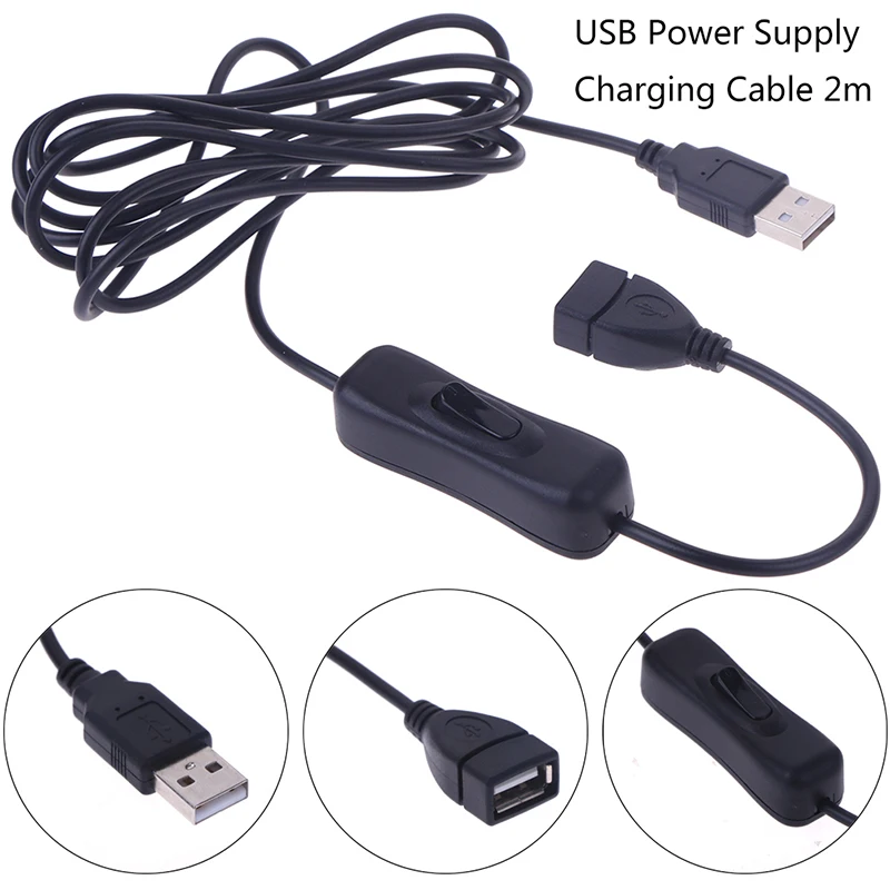 1pc 2M USB kábel muž na samíc zapnutia zapnuté napájacie vedenie lampy LED lampy LED