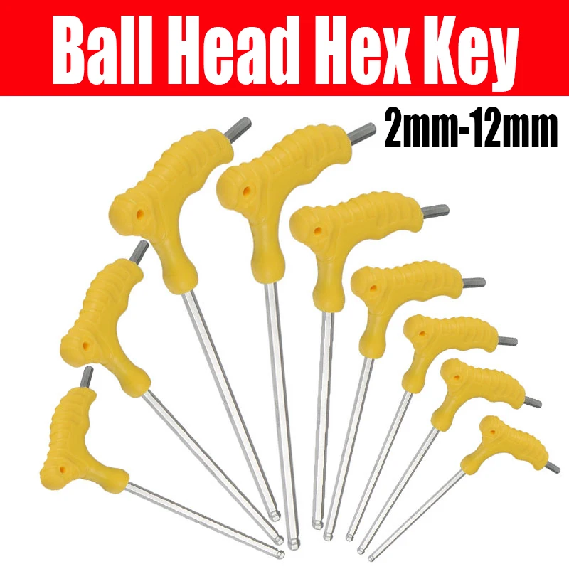 1pc 2mm-12 mm loptička Hex Hex Hex Hex Thape Allen Wrench CR-V Ball Head Hexagon Screwdriver Spanner na opravu auta/domáci/priemyselný
