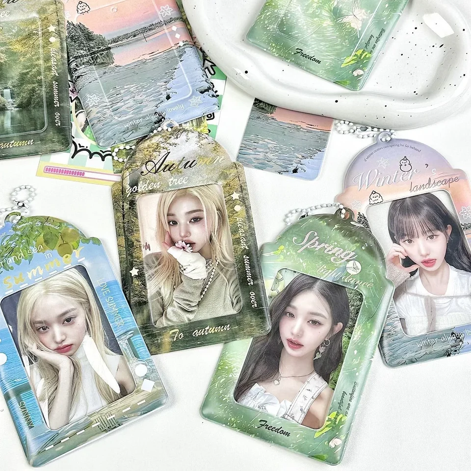 1pc 3 palce KPOP Photocard Držiteľ s Keychains PVC Idol Card Ochranné rukávy vrecko prívesok školské kancelárske potreby 포카홀더