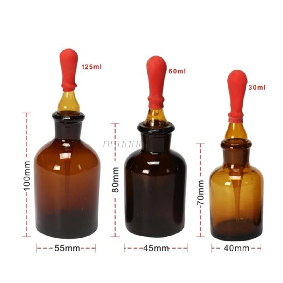 1pc 30/10/115 ml hnedého skla kvapka na fľašu s mletým zátkou a kvapkadlom