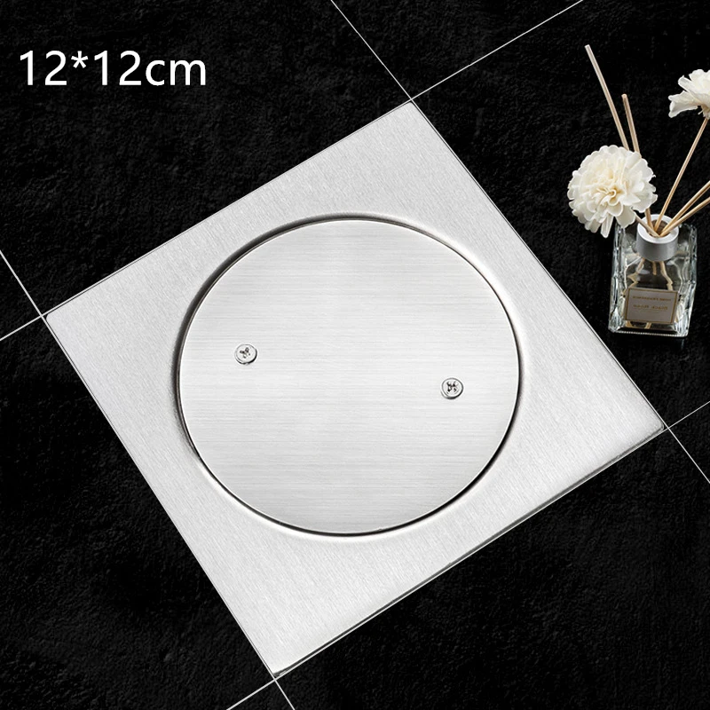 1pc 304 Nerezová oceľ 12*12 cm štvorcový kefovaný sprchový dezodorant odpadu z odpadu podlahy