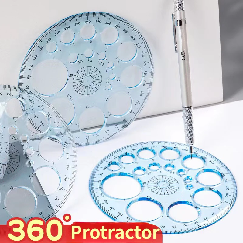 1pc 360 stupňov okrúhly pravítko Transparentné šablóna kruh patchwork pre platčiu škola School Drafting Maľby