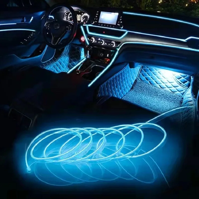 1pc 3m modré LED auto Interiér dekorácie svetlo USB napájací zdroj