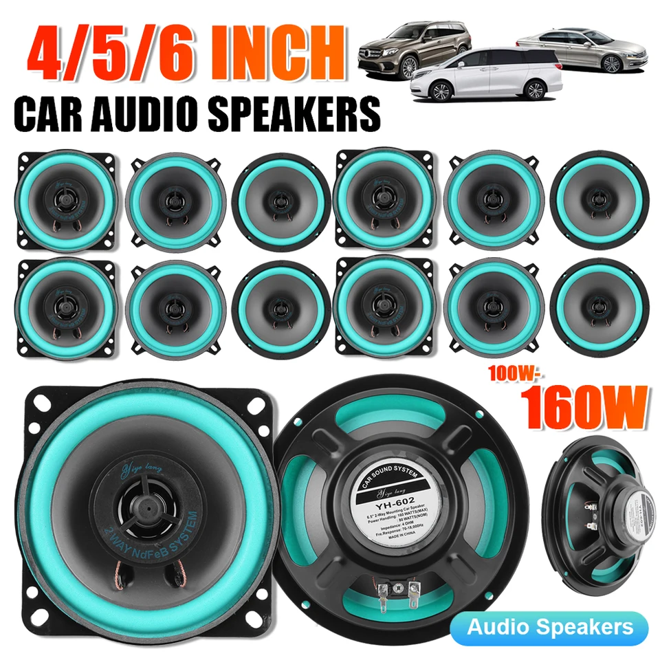 1PC 4/5/6 palca reproduktorov automobilov 160 W HIFI Coaxiálny subwoofer Univerzálny automobilový automobilový zvuk