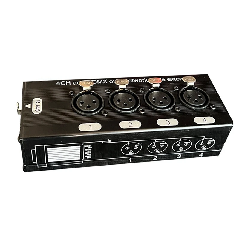 1pc 4-kanálový 3-kolíkový XLR Audio a DMX nad extenderom sieťových káblov, DMX512 Sieťový signál, ženský