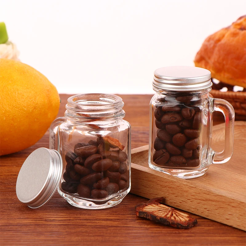 1PC 40 ml Mini Jam Honey Jar Prenosná nepriepustná vodná kávová džús fľaša s vekom domáci večierok bar Vodka Spirits Shot Glass