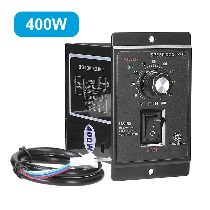 1pc 400 W AC Speed ​​Rýchlosť rýchlosti rýchlosti určenia regulátora smeru dopredu a dozadu AC 220V 50Hz 60Hz Mini Motor Rýchlosť riadiacej jednotky