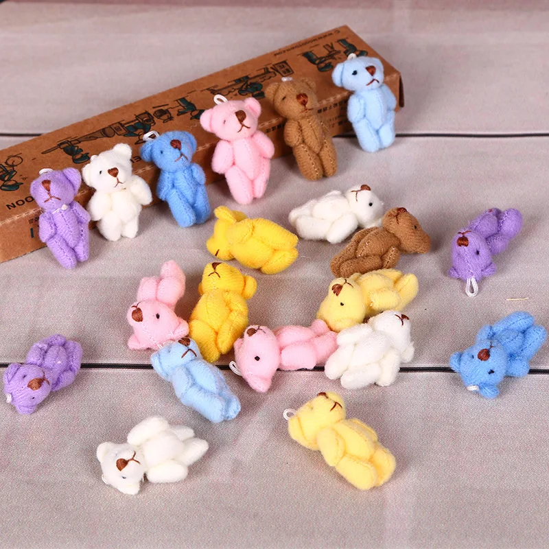 1pc 4cm kĺbový medveď plyšový plyšový doll medveď plyšové hračky odevy na vlasy dekorácie plyšové bábiky