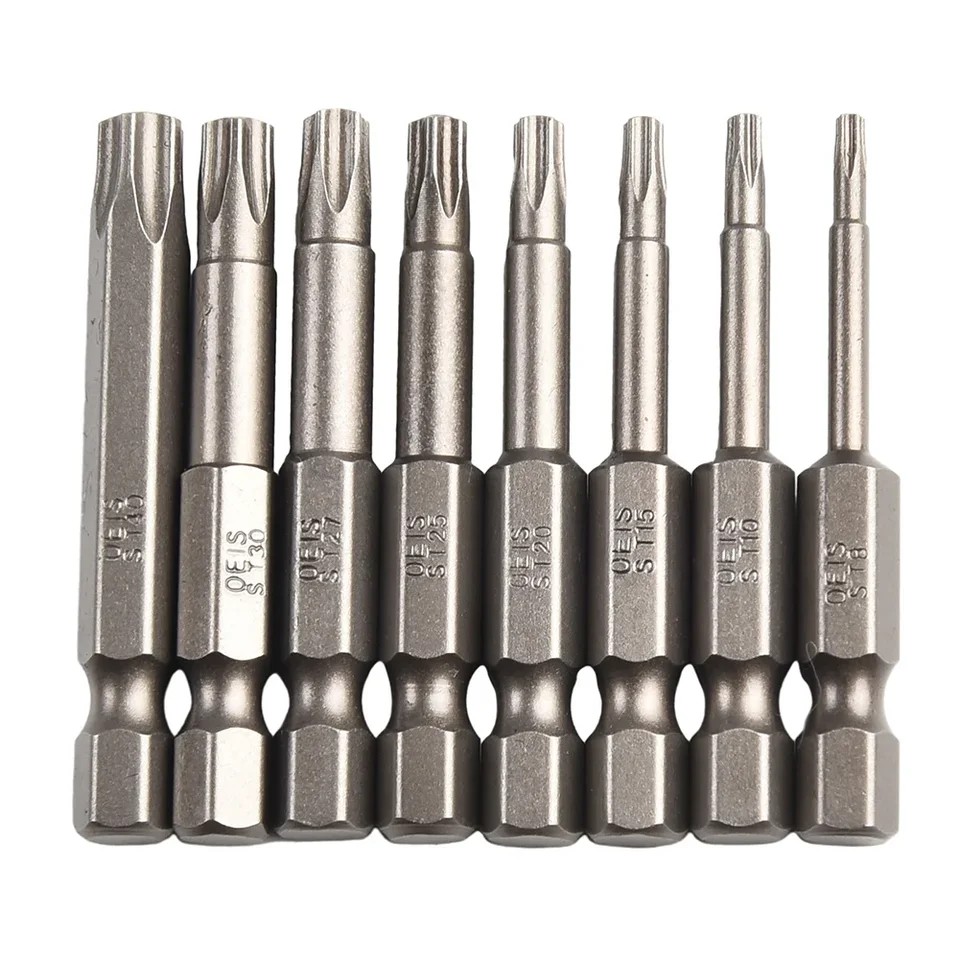 1pc 50 mm 1/4 hex Magnetic Magnetic Päťbodový bit skrutkovača s otvorom T8-T40 päťhviezdičkový dutina Screwdriver HEAD HEAD HEAD