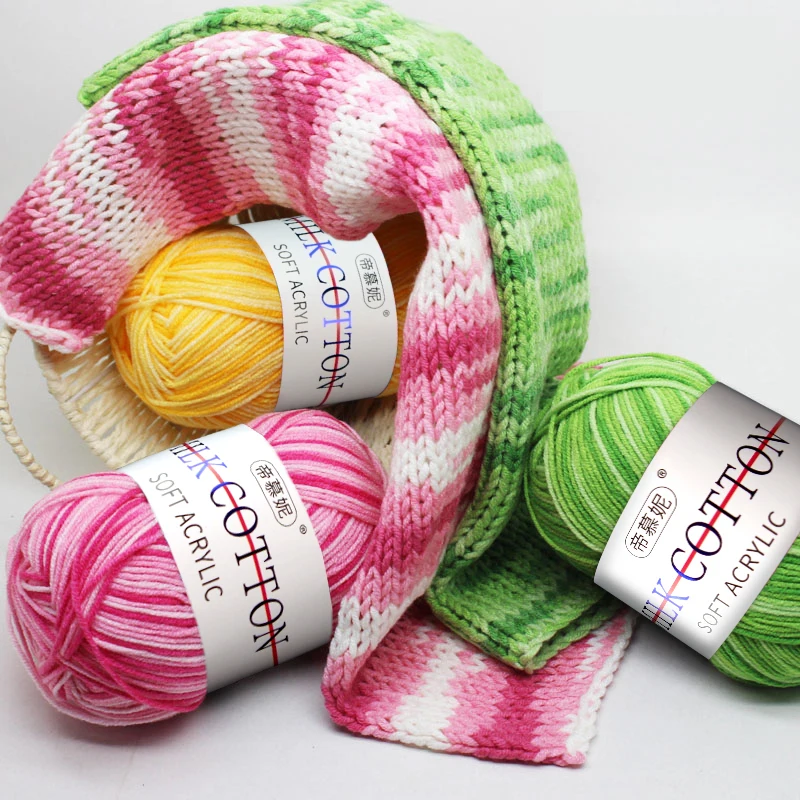 1pc 50g mliečna bavlnená pletaná priadza háčkovaná priadza Ručne pletená čiara DIY pletený sveter šatový klobúk ponožková prikrývka Amigurumi vlákna 120M