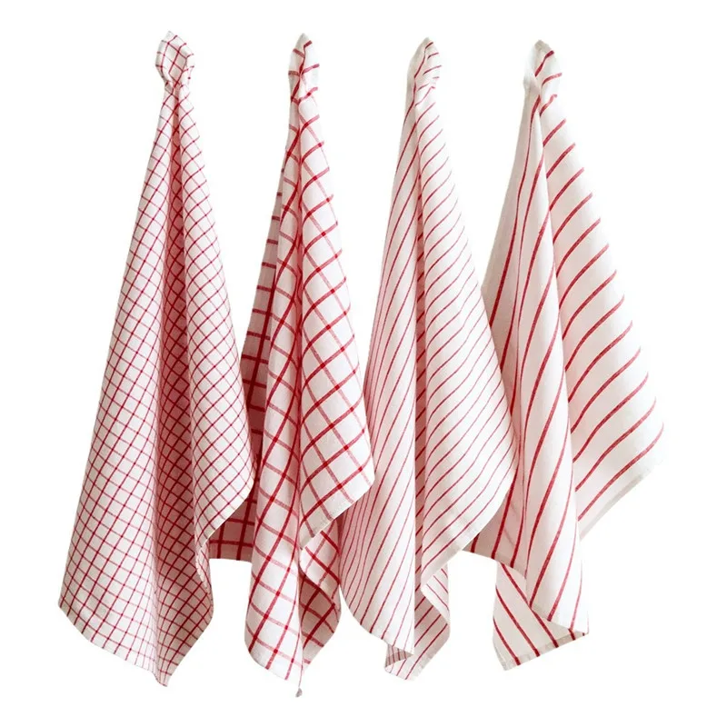 1pc 50x70cm biela červená červená prikrývaná pruhovaná bavlnená čajová utierka