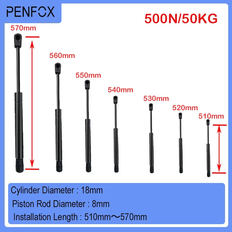 1pc 510-570 mm 50 kg/500n Univerzálne vzpery tyčinky automobilový plynový jarný tlmivý tlmič hydraulický zdvih