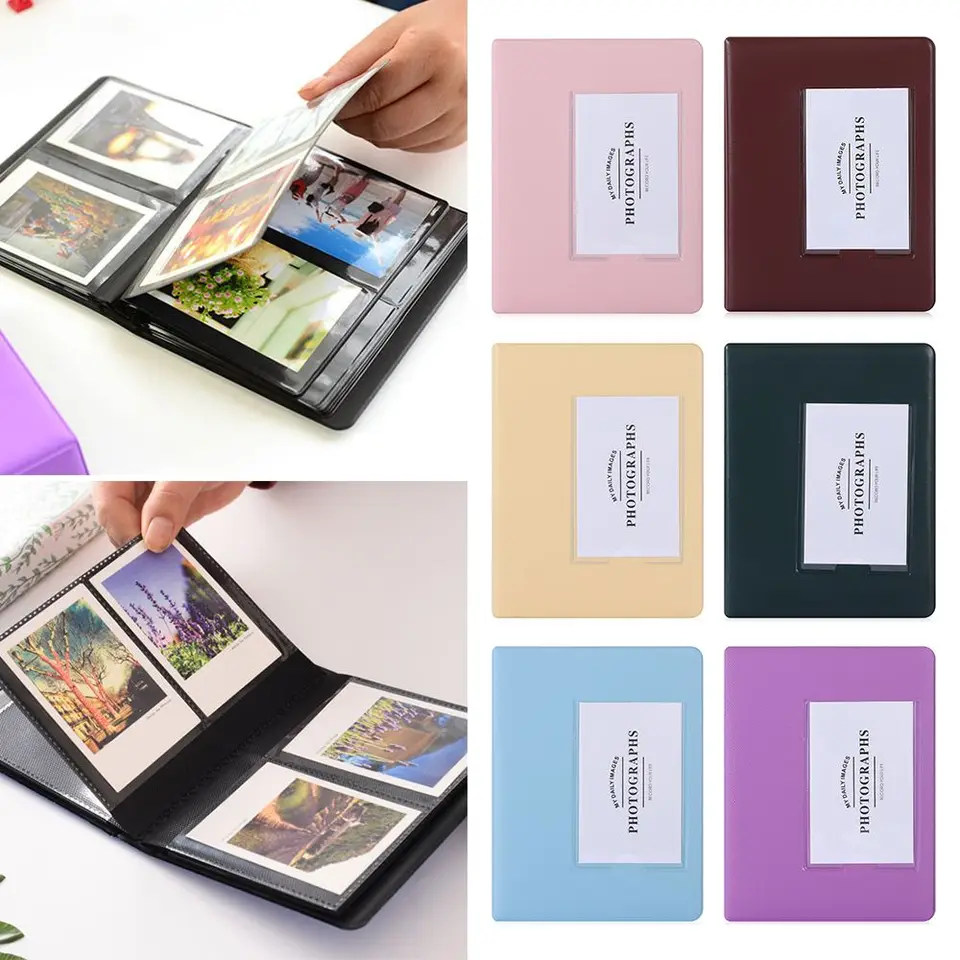 1pc 64 vrecká 3 palcové fotoalbum Mini Instant for Polaroid Picture Puce for Film Instax Photocard Picture Storage