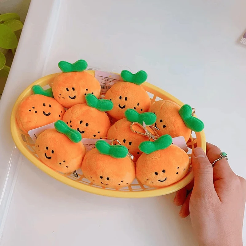 1pc 6cm hrášok oči oranžové plyšové plyšové kľúče karikatúry Frups Frut Pendant prívesok automobil kľúča kľúča batoh vrecka dekorácie dieťa darček