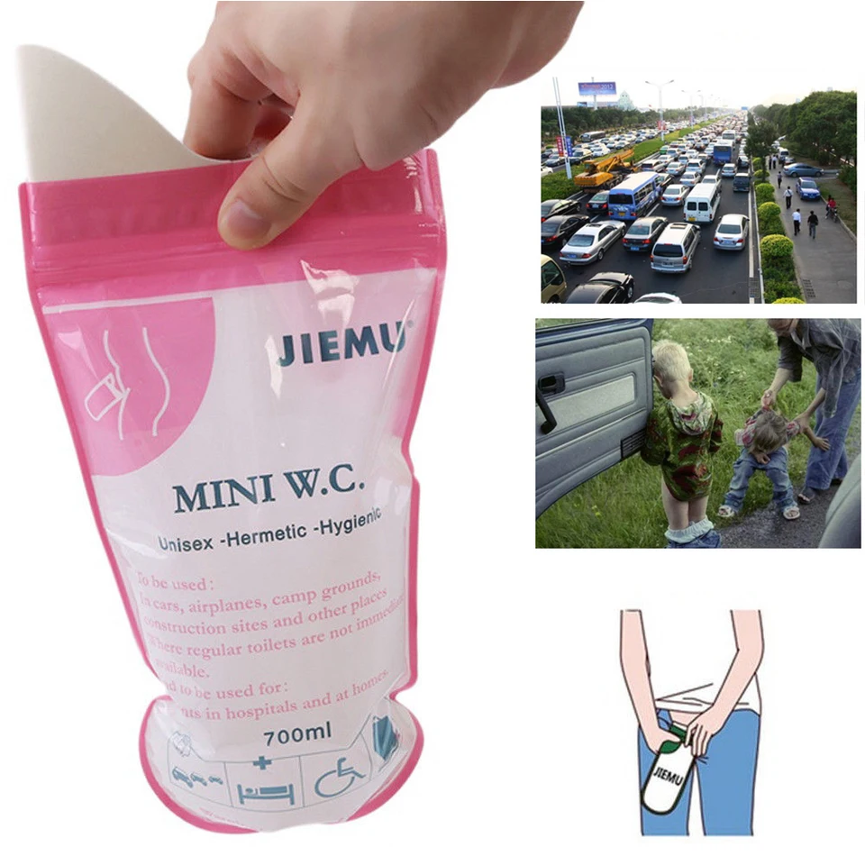 1pc 700 ml Núdzové prenosné autá Močové tašky zvracanie vrecká Mini mobilné toalety Handy unisex jednorazové toaletné vrecko na moč