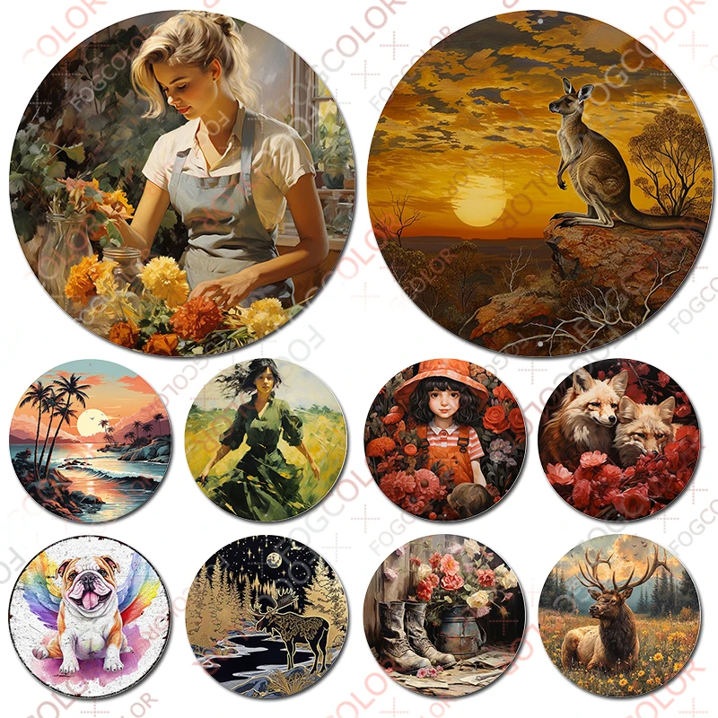 1pc 8x8inch (20x20cm) okrúhly hliníkový znak záhradné kovové značky Tin Stranné značky Záhradná stena dekor retro znamenie pre domácu rastlinu