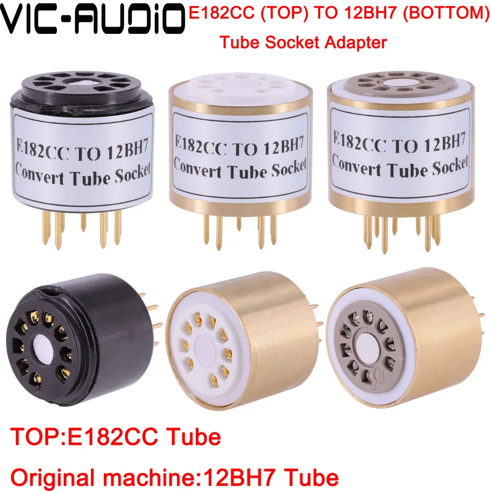 1pc 9pin až 9pin soketový konvertovaný adaptér E182CC (horná) na 12bh7 (spodná) Elektrónová trubica zvuková zosilňovač Hifi DIY