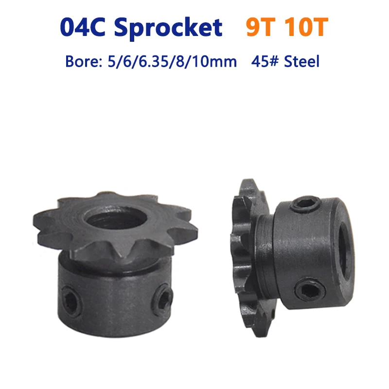 1pc 9t 10t 04c Sprockets for Roller Reťaz 9 10 Zubné 45# Oceľový výstroj Priemyselný hnací výrobok 5 6 6,35 8 10 mm