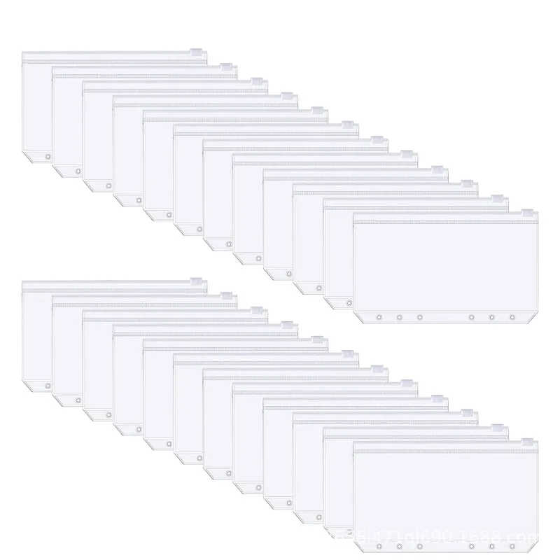 1pc A5 A6 A6 A7 vrecká spojiva zips zips pre 6-krúžkový notebook spojivo nepremokavý pVC listový listový taška