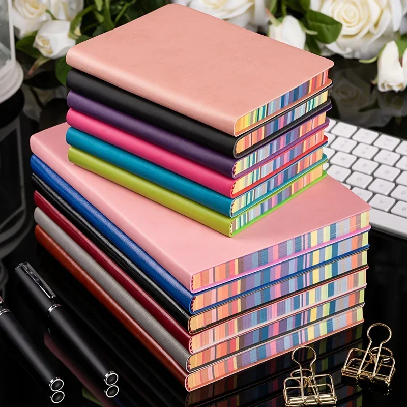 1PC A6 Soft Loath Cover Cover Rainbow Edge Notebook so 100 listami Office School Študentská práca Záznam Record Book Diary