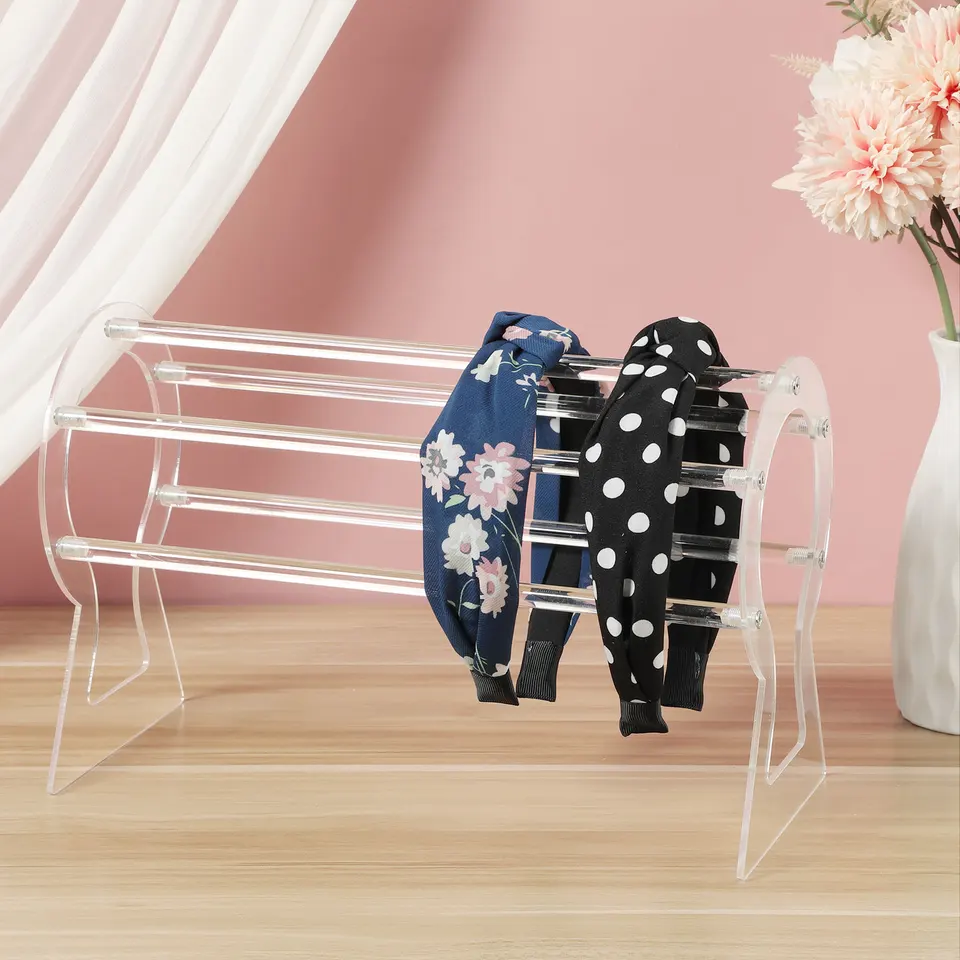 1pc akrylové čelenky Displej stojan Priehľadné čelenky Organizátor Organizátor Hairband Storage Rack Hairband Displej Nový 2024