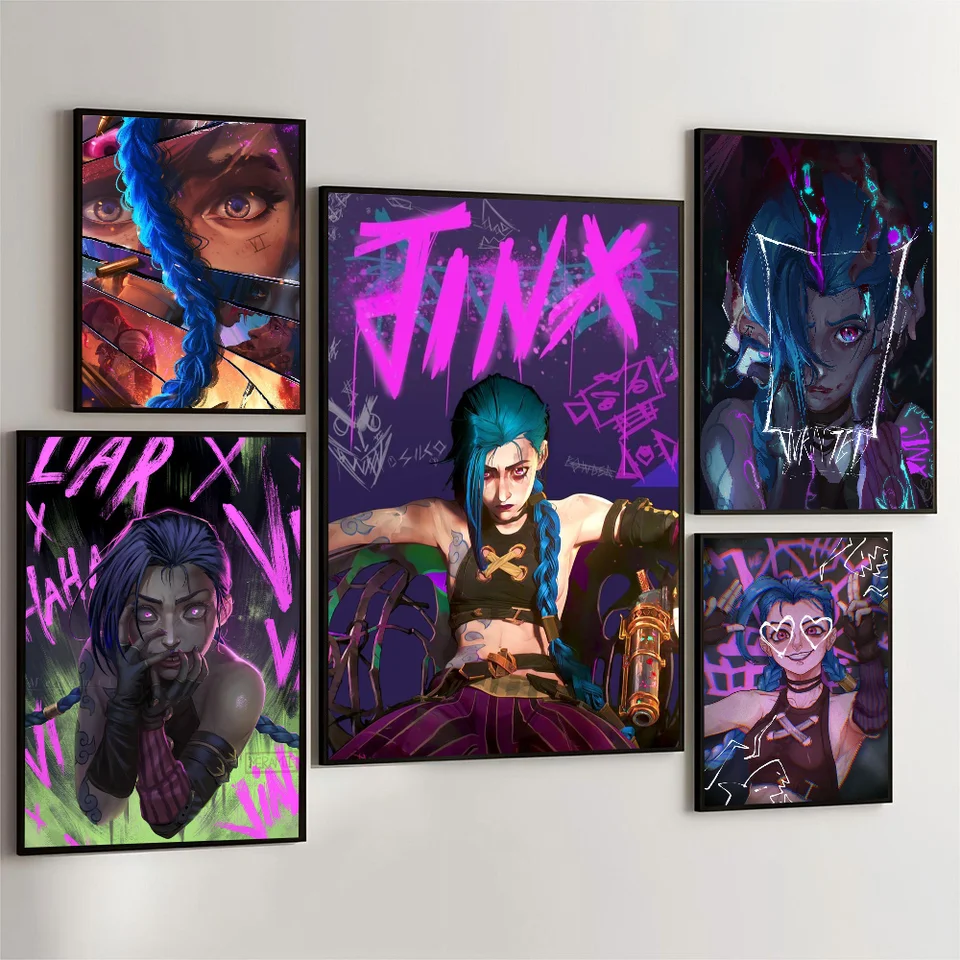 1PC Anime hra Arcane L-Lol Jinx plagát Self-pasívny umelecký vodotesný papier papier Coffee house bar