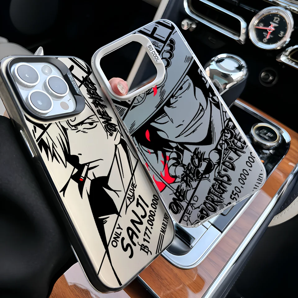 1pc anime o jeden kusy Luffy telefónny puzdro IMD farebná strieborná škrupina pre iPhone 16 15 14 13 12 11 Pro Max Plus