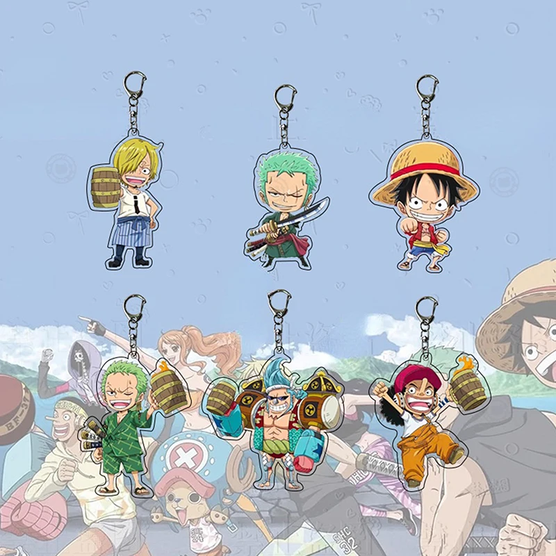 1PC Anime One Peting Figure Acryl Keychain Luffy Zoro Sanji usopp Franky Bag prívesok Keyring
