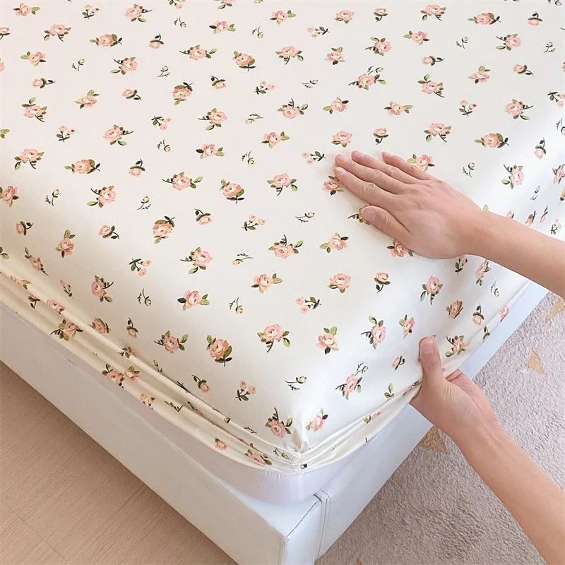 1pc Bedsheet s elastickou pásmou Pure Cotton Monidted Cover Dospelý detský kryt posteľ domáci matrac chránič Couvre Lit (bez vankúša)