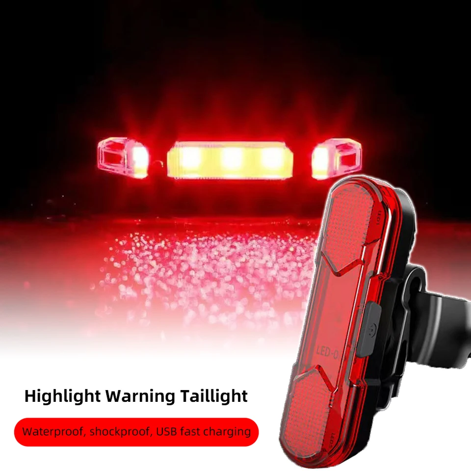 1pc bicykel zadné zadné svetlo USB Nabíjateľné červené LED LED svetlé zadné svetlá sa hodia na ľubovoľný bicykel/prilbu, ktorá sa dá ľahko inštalovať pre bezpečnosť cyklistiky