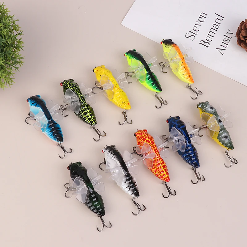 1pc Bionic Cicada Tvrdé ryby Láska na rybársku návnadu s vrtuľovým výškovým háčikom Top Water Tvrdé návnady pre zvýšenú rýchlosť úlovkov