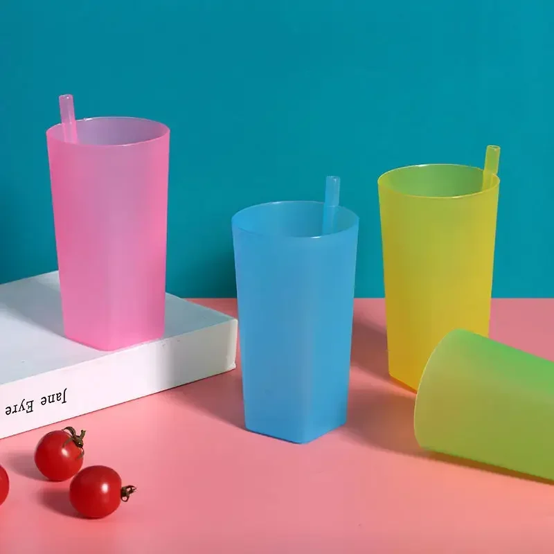 1pc Candy Color Sippy Cups Pustená v slamenej vode Praktická veľká kapacita slamy pre deti deti Kreačný hrnček na pitie vody