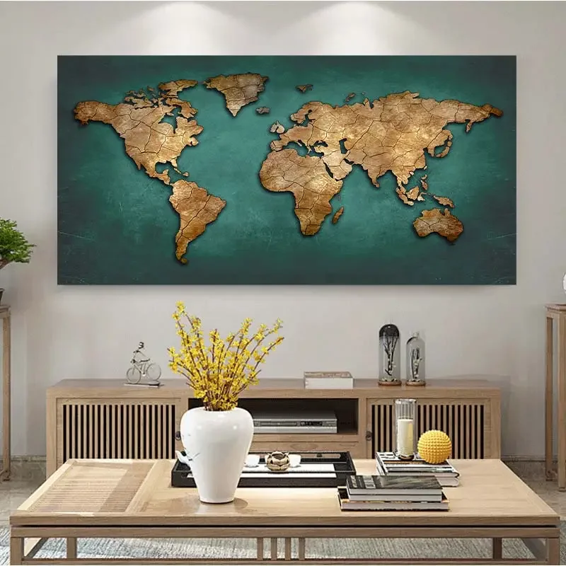 1PC Canvas Plagát, moderné umenie, plagát a tlač mapy sveta, ideálny darček pre obývaciu izbu, kuchyň
