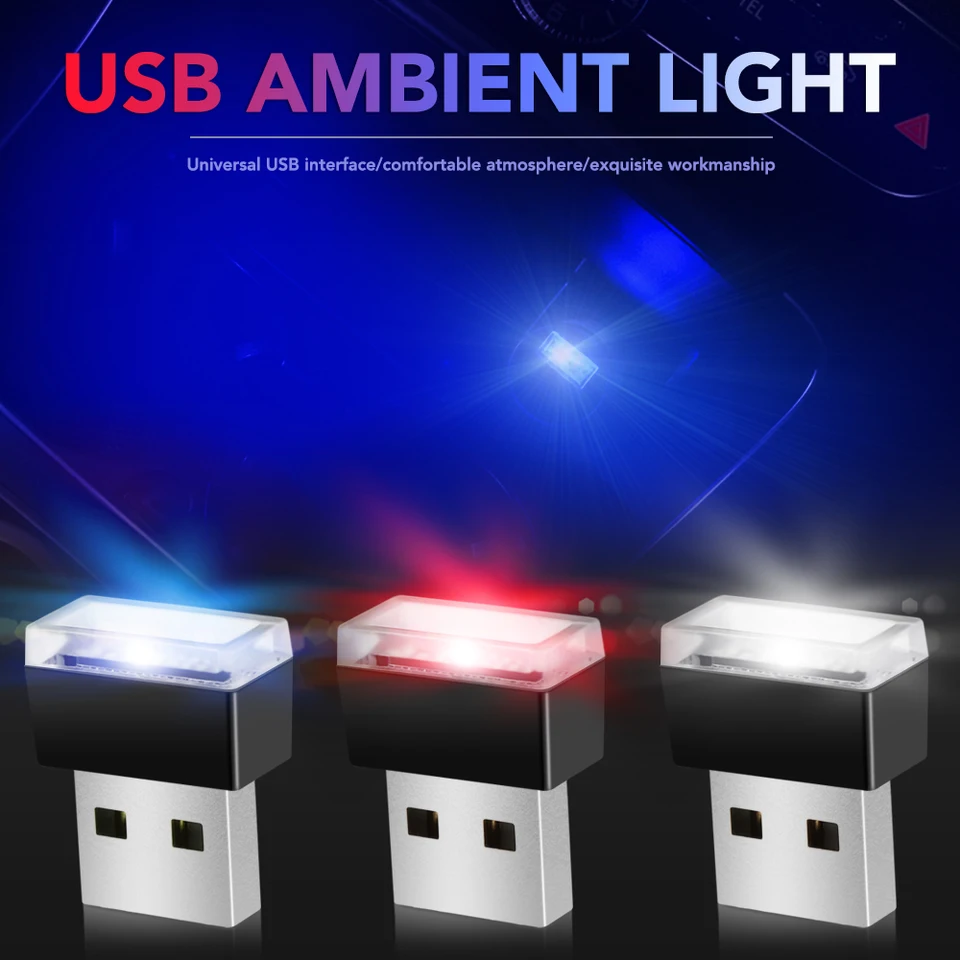 1PC Car Mini USB LED atmosféru pre Mitsubishi Colt Lancer Outlander Grandis Pajero Sport