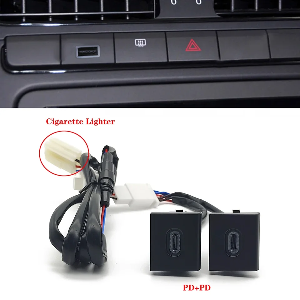 1PC Car USB Car nabíjačka Socket USB nabíjacie výstupné adaptér PD Typ pre VW Volkswagen Polo 11-13