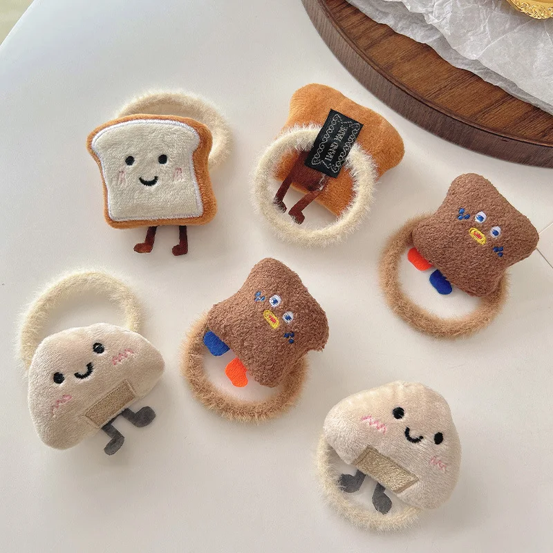1PC Cartoon Ryža a zelenina Roll chlieb vlasy lano Guľka kravata Vlasová lano roztomilý gumový pásový pás Vlasá hlava hlavy hlavy