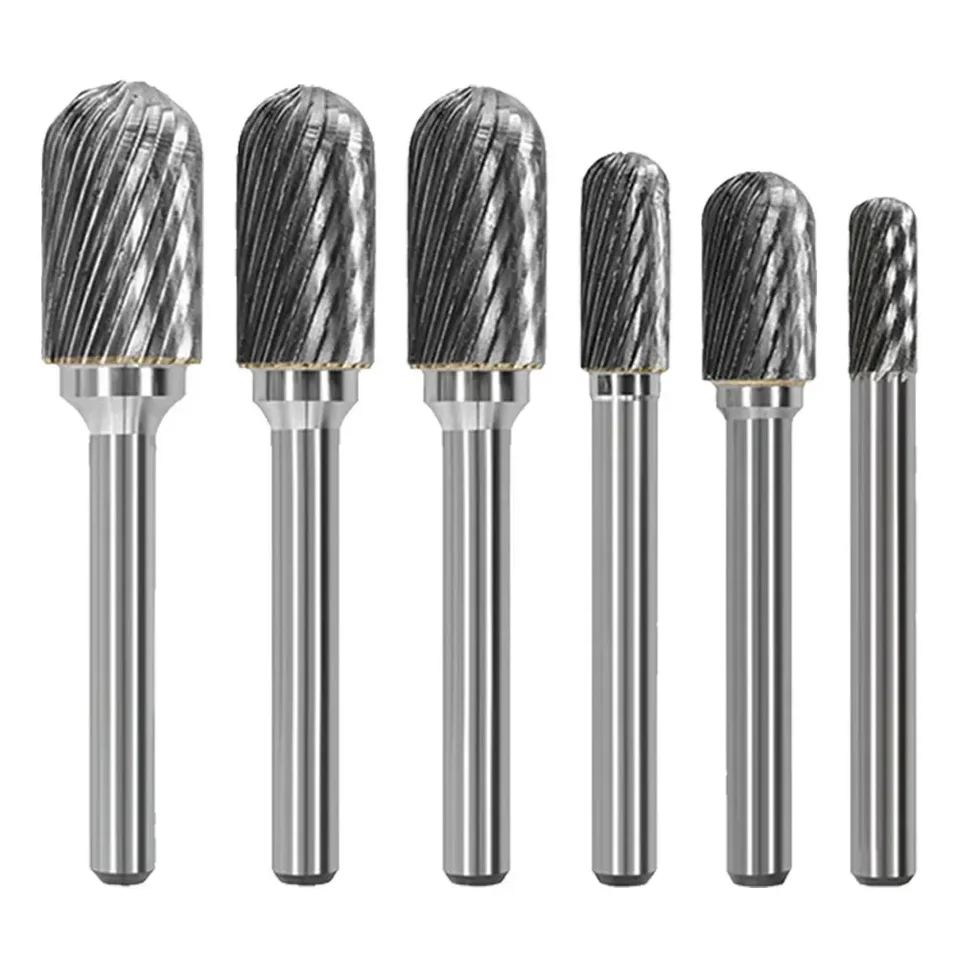 1PC Cementovaný karbidový rotačný súbor 6 mm drieku Router Burr Brinding Burr Burr Rotary File Fleing Bit Bit pre kovový brúsny nástroj