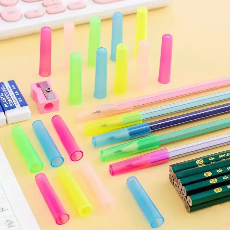 1pc ceruzka ochranný kryt ochranná čiapka Zmiešaná farebná plastová čiapka Color Cencil predlžovate