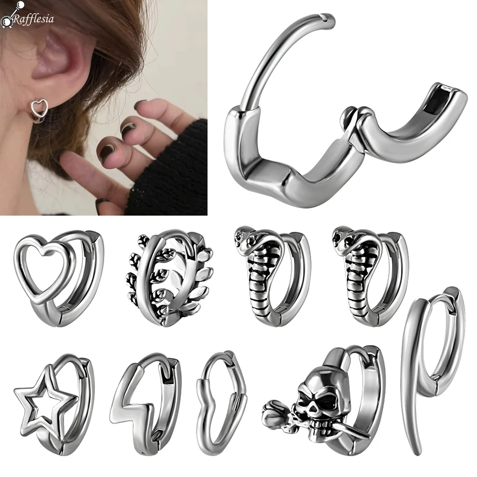 1pc chirurgický oceľový punk obruč lebka lebka Ring Round Septum Clicker Ear Chartilage Ear Daith náušnice Tragus chrupavka Body šperky