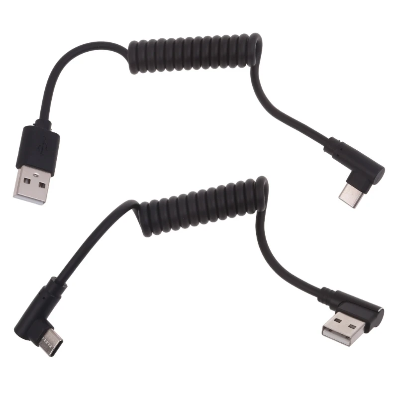 1pc Coled USB C kábel, USB až USB C Coiled Cable pre auto krátky USB C Vytiahnuteľný kábel