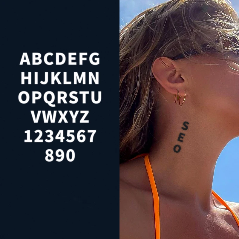 1PC Creative New Roman 26 English Abeceda Self-Absesheve Tattoo Sticker Number Letter Letter DIY na nechty