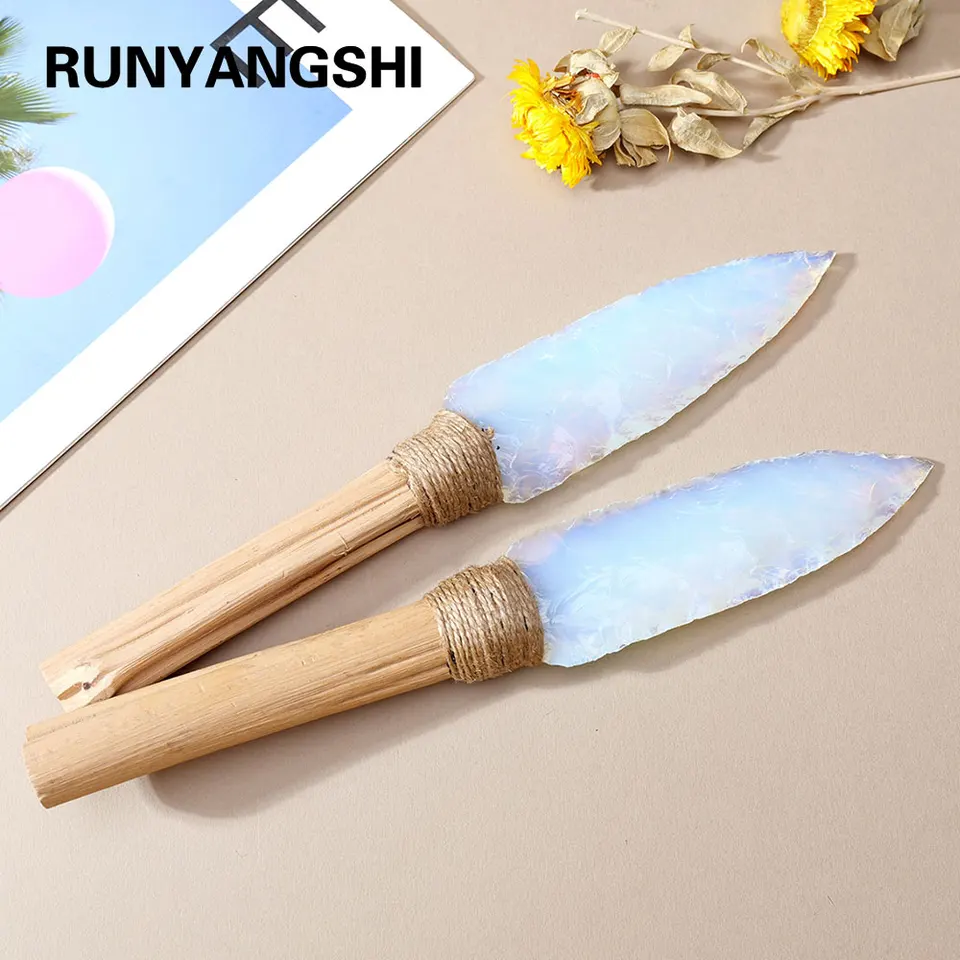 1pc Crystal Opal Dagger Originálny kamenný model nožom leštenie nebraných nožov Model Crystal Crafts