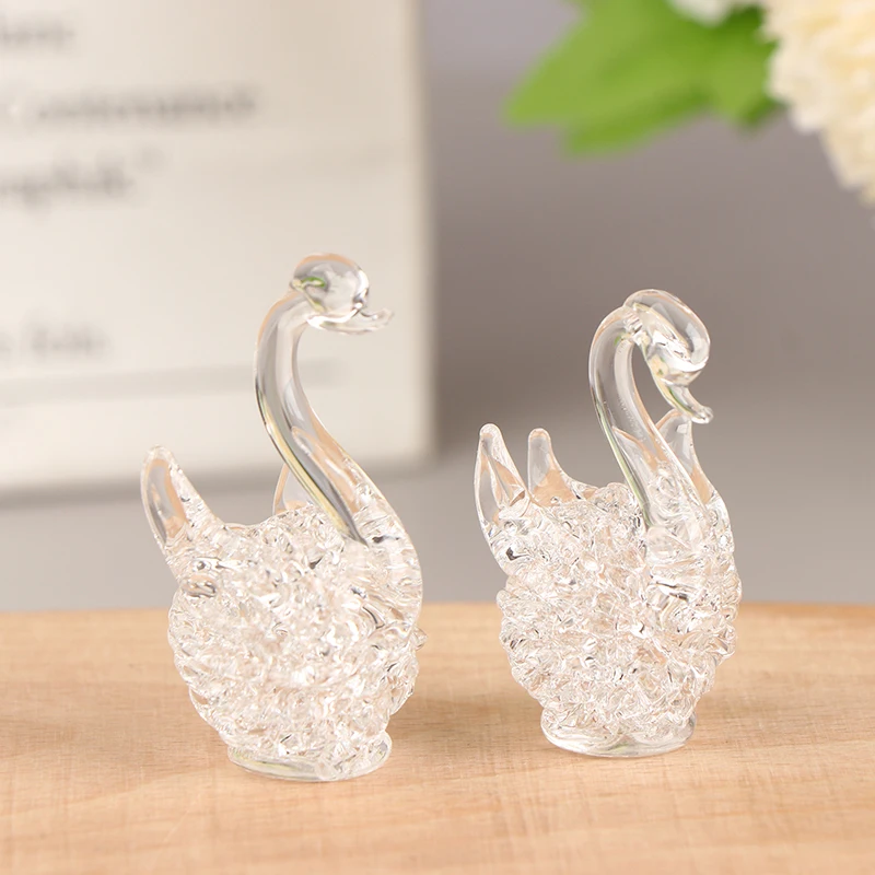 1pc Crystal Swan Figur glass Glass Animal Ornament Swan Crystal Figurín domáci stôl dekorácia miniatúrny kreatívny darček