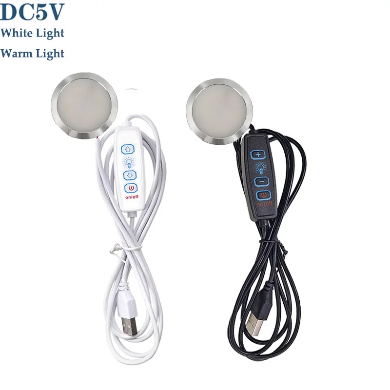 1PC DC5V USB LED 8 mm ultra tenká dojateľná 3W downlight povrch namontovaná lampa Mini ľahké šperky Stropný stropný reflektor